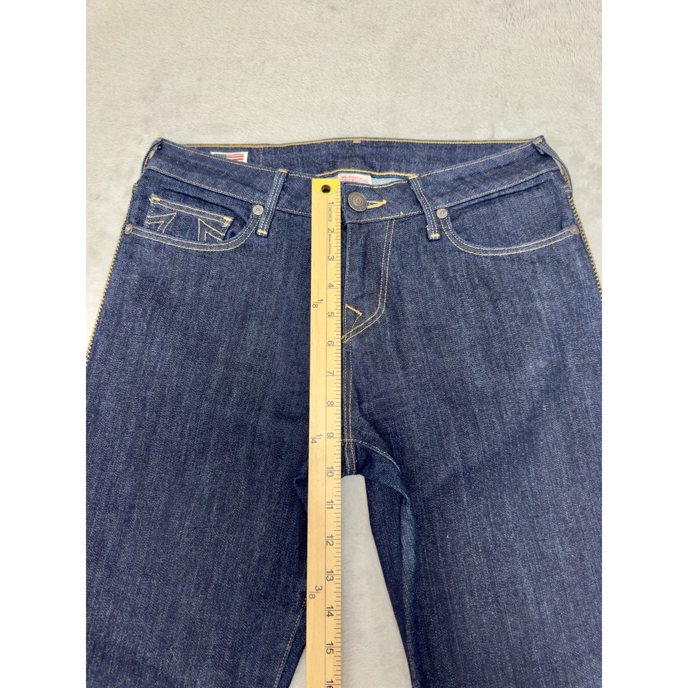True Religion Slim Mid Rise Jeans Women's 29x29 Dark Wash Studded Side USA - Picture 4 of 12